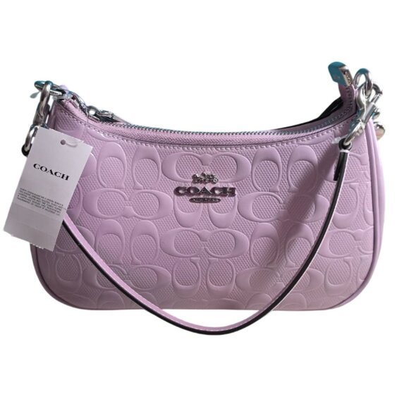 NWT Coach Teri Shoulder Bag in signature patent leather LIGHT VIOLET - Picture 1 of 10